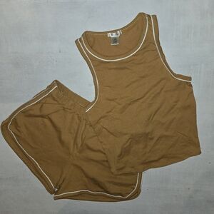 Bozzolo Tan Knit Shorts and Tank Top Set NWOT Size Small